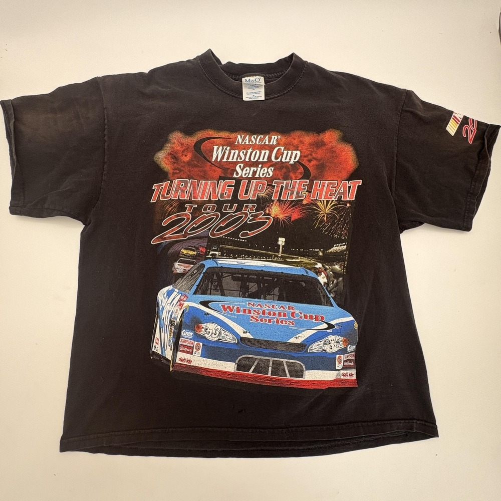 Vintage NASCAR Winston Cup Shirt Mens XL Black 2003 Tour M&O Knits Racing 2000s